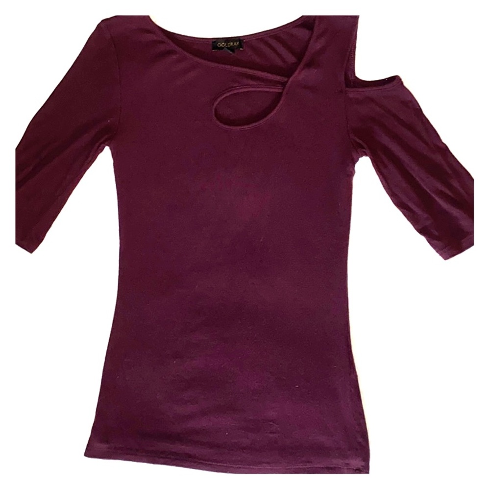 GoldRay Maroon Asymmetrical Top